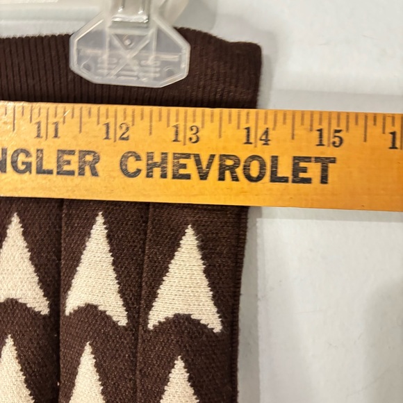 Knit Warm Geometric Print High Waist Pleated Skirt Winter Below Knee Sz Small - Picture 4 of 7